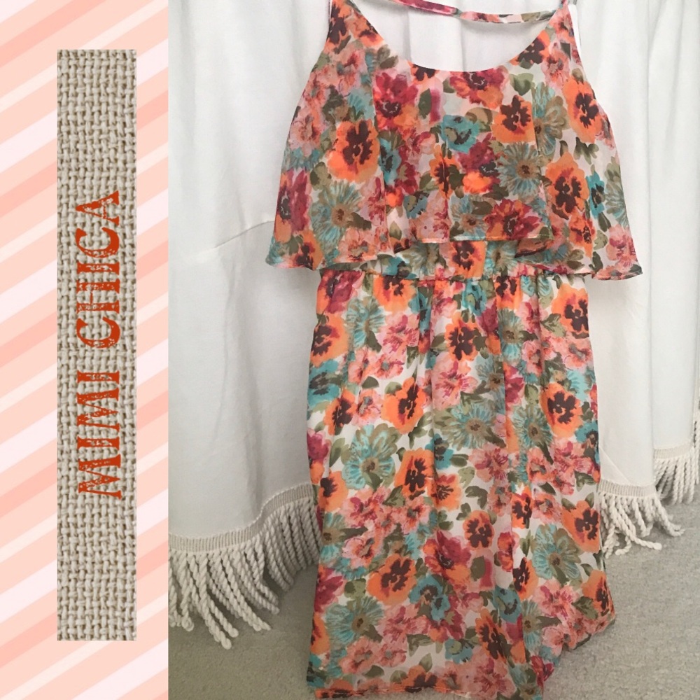 Size XS Mimi Chica orange floral dress